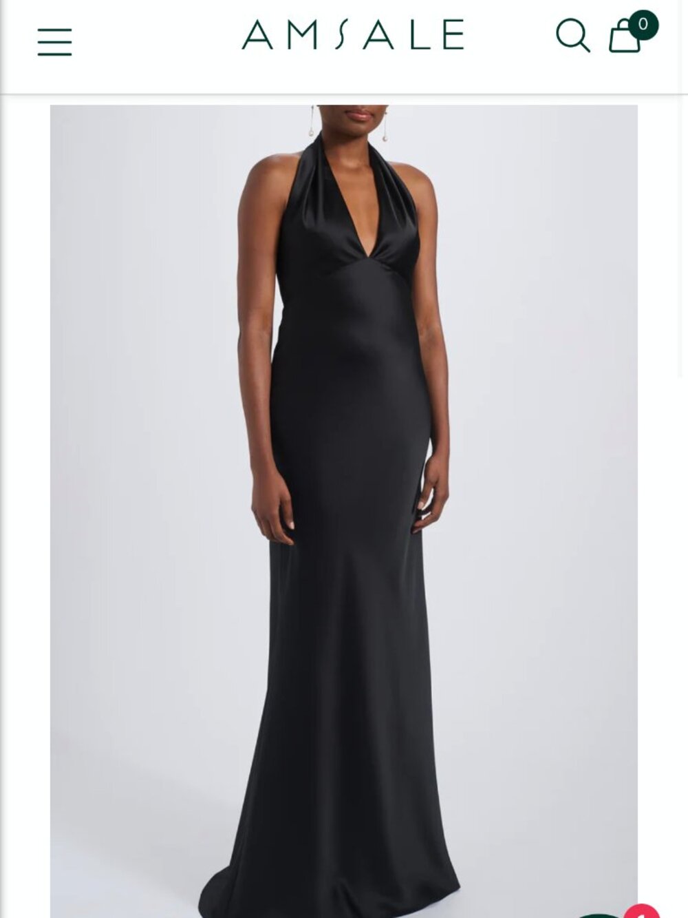 BRAND NEW - Amsale "Samile" Satin Black Bridesmaid Dress - Size 8